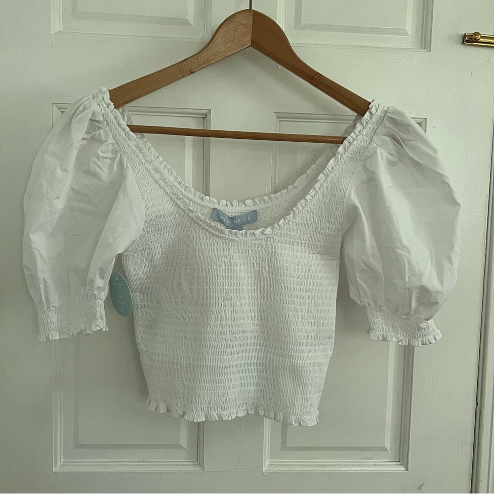 Hill House White Puff Sleeve Top